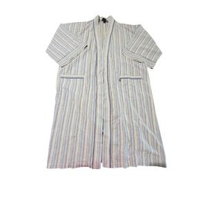 IZOD Sleepwear Mens Seersucker Robe Multicolor Striped Cotton One Size Fits All